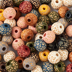 100pcs 10 couleurs de perles en bois naturel peintes&nbsp;WOOD-TA0001-59