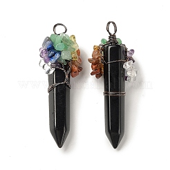 7 gros pendentifs en obsidienne naturelle pointue chakra&nbsp;G-C012-01R-04