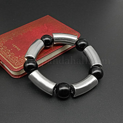 Braccialetti elastici in acciaio inossidabile 304 e perline di vetro per donne e uomini&nbsp;UF8116