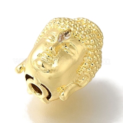 Perchero con cabeza de Buda chapado en latón micro pavé cuentas de circonita cúbica transparente&nbsp;KK-U019-12G