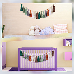Décorations murales à suspendre avec pompons en coton&nbsp;HJEW-WH20003-20B