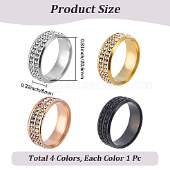 Bague en acier inoxydable 201 ornée de strass (4 pièce&nbsp;RJEW-CY0001-01