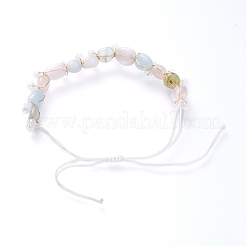 Bracelets ajustables en perles tressées en morganite naturelle&nbsp;BJEW-JB05162-02