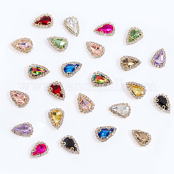 24 Stück 12 Farben Tropfen-Strass zum Aufnähen&nbsp;DIY-GA0005-17