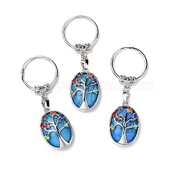 Schlüsselanhänger aus natürlichem und synthetischem Edelstein und buntem Glasbohrer&nbsp;G-M385-02P