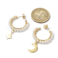 Asymmetrische Ohrringe mit Stern und Mond&nbsp;EJEW-TA00307