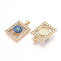 Pendenti in ottone micro pavé di zirconi cubici trasparenti per donna&nbsp;KK-T070-91A-08