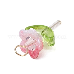 Cuentas de vidrio arcoíris de colores transparentes con forma de corneta&nbsp;PALLOY-JF03486