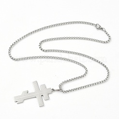 Colliers avec pendentif croix orthodoxe russe en acier inoxydable 201 et chaîne à maillons&nbsp;NJEW-C104-01A-P