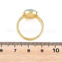 Fingerringe aus natürlichem Amazonit mit Messingfassungen&nbsp;G-H353-04G-03