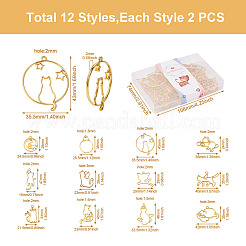 24 Stück 12 Stil Zinklegierung Kätzchen offene Rückseite Lünette Anhänger&nbsp;FIND-CW0001-05