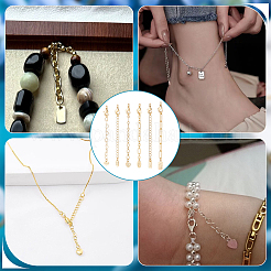 6 pièce 6 styles d'emembouts en laiton avec chaîne&nbsp;FIND-PH0060-21G