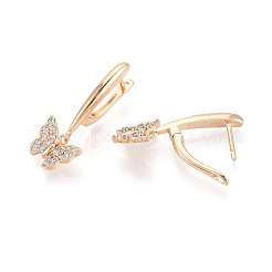 Boucles d'oreilles créoles papillon en laiton&nbsp;EJEW-T048-28G