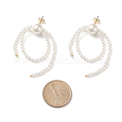 Orecchini pendenti con nappe rotonde e perline di conchiglia&nbsp;EJEW-TA00165
