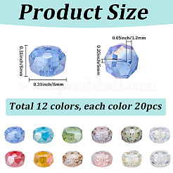 240 pièces 12 couleurs galvanoplastie perles de verre&nbsp;FIND-SC0023-82