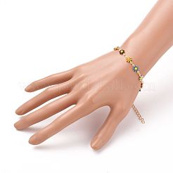 Goldene Messingblume Emaille verbindet Armbänder&nbsp;BJEW-JB05664-01