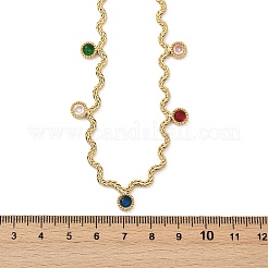 304 Edelstahl Seilkette bunte Zirkonia Quastenhalsketten für Frauen&nbsp;NJEW-V015-01G-D