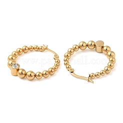Orecchini a cerchio con perline rotonde in acciaio inossidabile 304 con zirconi cubici per donna&nbsp;STAS-D085-40G