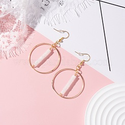 Pendientes colgantes de cuentas de jade blanco natural para mujer.&nbsp;EJEW-JE04710-01