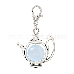 Decoración colgante de tetera de aleación y selenita natural teñida&nbsp;HJEW-JM04026