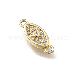 Charms de conector de ojo de circonita cúbica transparente con micropavé de latón&nbsp;KK-D431-063G