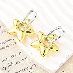 Orecchini a cerchio in ottone con stella da donna&nbsp;EJEW-U057-06C-03GP