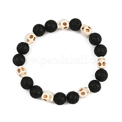 Stretch-Armbänder aus natürlichem Lavastein und synthetischen türkisfarbenen Perlen für Männer&nbsp;BJEW-JB12131-01