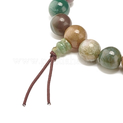 Bracelet extensible perles rondes en agate indienne naturelle&nbsp;BJEW-JB07235-03