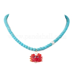 Sommerstrand handgefertigter Bunte Malerei-Anhänger mit roter Krabbe&nbsp;NJEW-JN05916