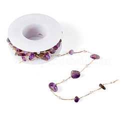 2 m lange Ketten aus natürlichen Amethystsplittern und Perlenimitationen aus ABS-Kunststoff&nbsp;CHC-TA0001-25