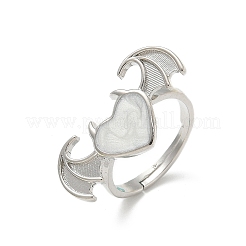 Bagues en émail avec coeur et aile&nbsp;RJEW-G337-05P-02