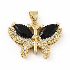 Pendentifs avec zircon cubiques à micro-pavés en laiton&nbsp;KK-B059-34G