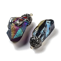 Gros pendentifs en cristal de quartz naturel brut brut galvanisé&nbsp;G-B077-04A-07
