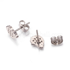 Pendientes de botón de acero inoxidable 304 resistentes al deslustre&nbsp;EJEW-N045-03P