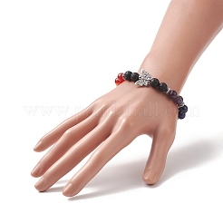 Braccialetto elasticizzato con perline rotonde in pietre preziose miste naturali e sintetiche&nbsp;BJEW-JB09261