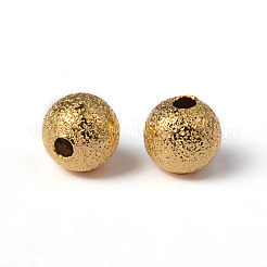 6mm goldene Farbe Messing Runde strukturierte Perlen&nbsp;X-EC248-G