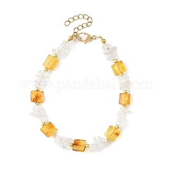 Armbänder aus natürlichen Bernstein- und Quarzkristallperlen für Damen&nbsp;BJEW-JB14197