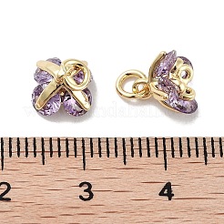 Breloques en laiton avec zircone cubique de micro pave&nbsp;KK-C051-14G-05