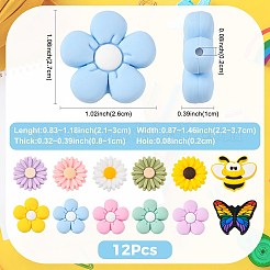 12 pièces 12 styles de perles de silicone&nbsp;SIL-FS0001-34B