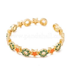 Offene Armreifen aus Messing mit Pavé-Zirkonia für Damen&nbsp;BJEW-S147-17G-B