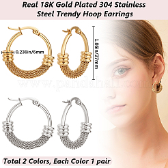 2 paire de boucles d'oreilles créoles en acier inoxydable 304&nbsp;EJEW-BBC0001-73A