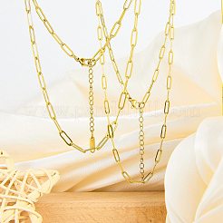 10 collar de cadena con clip de acero inoxidable de 2 estilos para mujeres y hombres&nbsp;NJEW-SZ0001-72