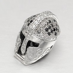 Perline elmo gladiatore in zirconi cubici micro pavè di ottone&nbsp;ZIRC-H026-03P-18K-RS