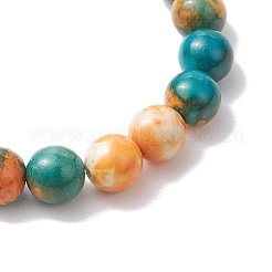Bracelets extensibles en perles de jade blanc océan synthétique teint rond de 8mm pour femmes et hommes&nbsp;BJEW-JB10509