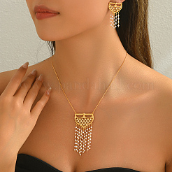 Elegante set di orecchini e collane in ottone micro pavé e zirconi cubici in stile mediorientale per donna&nbsp;XY2551