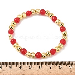 Stretch-Armbänder aus Messing und Glas mit runden Perlen für Damen&nbsp;BJEW-F515-01G