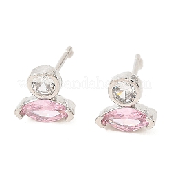 Orecchini a bottone con occhio di cavallo in ottone platino&nbsp;EJEW-L270-19P
