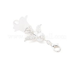 Adornos colgantes de ángel con alas de acrílico transparente y perla de vidrio&nbsp;HJEW-JM03898-04