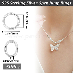 50 pièce de 925 anneaux ouverts en argent sterling.&nbsp;STER-BBC0006-18B