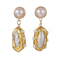 Orecchini pendenti con perle keshi barocche naturali&nbsp;EJEW-JE07249